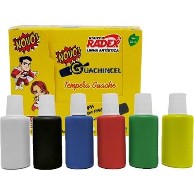 Tinta Guache Escolar Radex com Pincel 18ML Kit 6 Cores