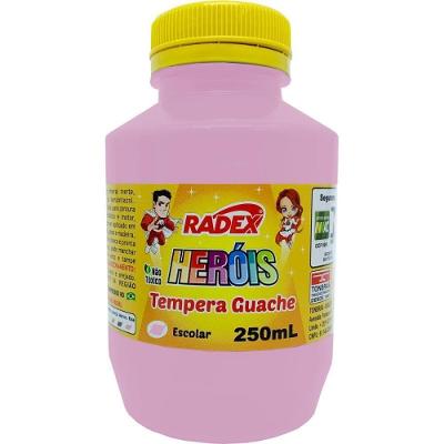 Tinta Guache à Base de Água 250ML Rosa com Tampa Lacrada Radex
