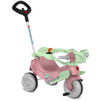 Triciclo Velobaby Joy Passeio e Pedal Haste Direcionável Rosa