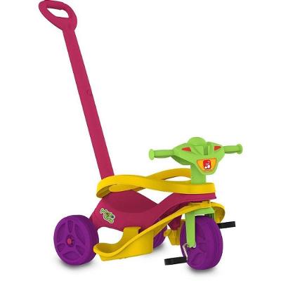 Triciclo Mototico Passeio e Pedal Haste Removível Rosa Brinquedos Bandeirante