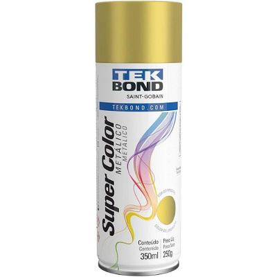 Tinta Spray Metálico Dourado 350ML-250G Cobertura Uniforme Tekbond