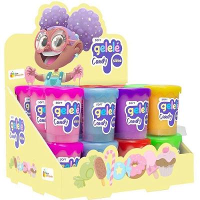Slime Gelele Candy Soft 180g Display 24 Unidades Tons Pastéis Doce Brinquedo