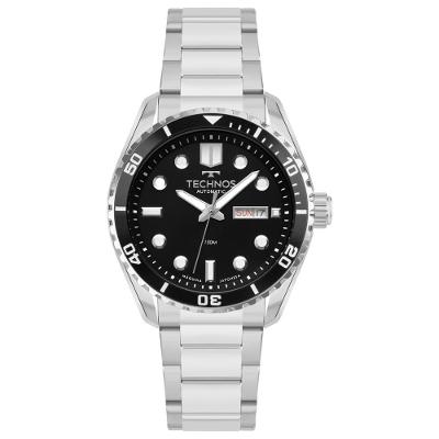 Relógio Masculino Automático Diver Analógico Aço Inox Prata Technos