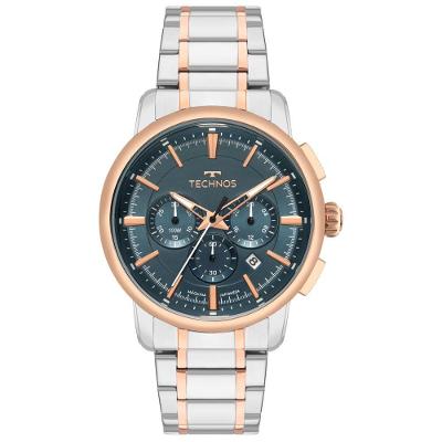 Relógio Masculino Grandtech Cronógrafo Aço Inox Bicolor Azul Technos