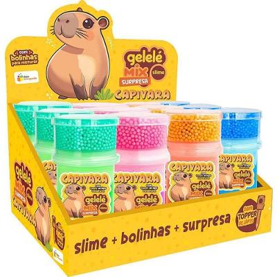 Slime Gelele Mix Surpresa Capivara Textura Crunch 12 Potes Doce Brinquedo