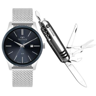 Kit Relógio Masculino Steel Bicolor 2115UBU-K1A Aço Inox Prata Technos