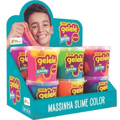 Slime Gelelé Balde Color 457g Caixa com 12 Fluorescente Doce Brinquedo
