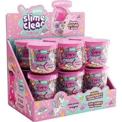 Slime Clear Charm Unicórnio Mágico Kit 12 Unidades Doce Brinquedo