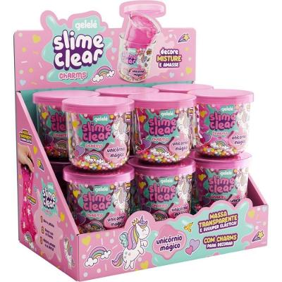 Slime Clear Charm Unicórnio Mágico Transparente 12 Unidades Doce Brinquedo