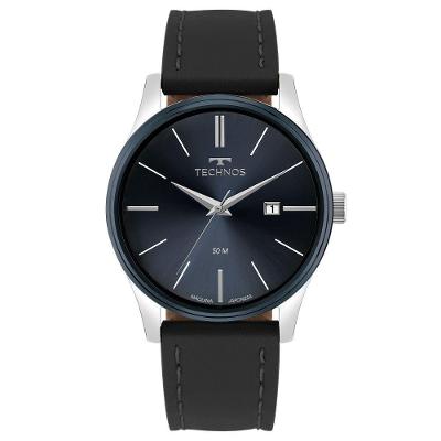 Kit Relógio com Carteira Masculino Steel Bicolor Couro Prata Technos