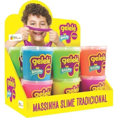 Slime Gelelé Balde Tradicional 457g com 12 Atóxico Doce Brinquedo