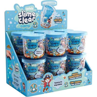 Slime Clear Charm Tesouro Marinho Transparente Crunchy 12 Unidades Doce Brinquedo