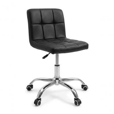 Cadeira Office Gomos Almofadada Secretaria Couro Sintetico Base Giratoria Regulagem Altura Preta