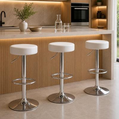 Kit 3 Banquetas Venice em PU Base Cromada Ajustável Branco Cadeiras Inc