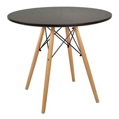 Mesa de Jantar Redonda 90cm com 4 Cadeiras Eames Eiffel Tampo em MDF Preta Decoreshop