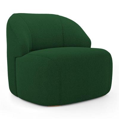 Poltrona Decorativa Kaya Orgânica Bouclê Pés de Madeira Verde Desk Design