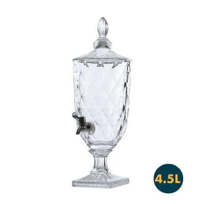 Suqueira de Vidro Cristal 4,5L com Torneira e Tampa Transparente Cadeiras Inc
