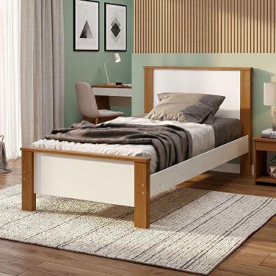 Cama Solteiro Mila com Colchão D33 Estrutura MDF-MDP Branco Mila