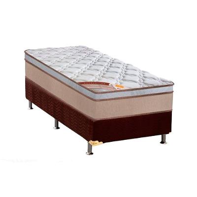 Kit Cama Box Solteiro Revolution Molas Bonnel Euro Pillow Marrom