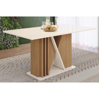 Mesa Jantar Valine Canto Reto 4 Lugares Retangular MDF 160CM Off White Henn