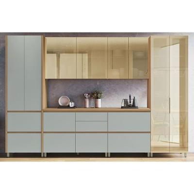 Kit Cozinha Rainha CZ439 6 Peças MDF 120CM Nature e Verde Nesher