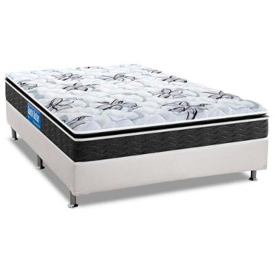 Kit Cama Box Casal Corano White Colchão Ortopédico Pillow Top Branco Probel