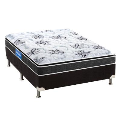Kit Cama Box Casal Ortopédico Extra Firme Euro Pillow Suede Preto Probel