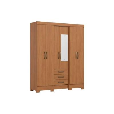 Guarda Roupa Solteiro Briz B23 6 Portas com Espelho 3 Gavetas MDP Cinamomo