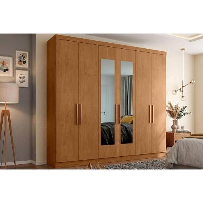 Guarda Roupa Casal PH1707 6 Portas com Espelho 2 Gavetas MDP Carvalho Vermontt Herval