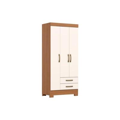 Guarda Roupa Solteiro Briz BE16 3 Portas 2 Gavetas MDP Cinamomo-Off White Henn