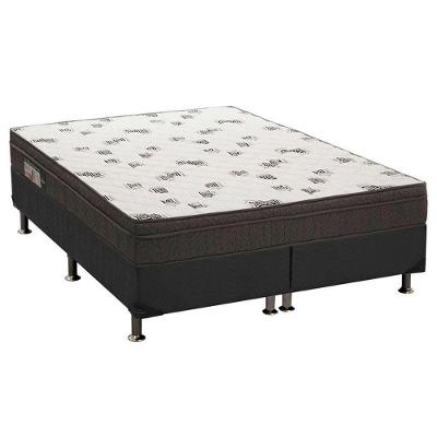 Kit Cama Box com Colchão King D45 Light Espuma Suede Preto Ortobom