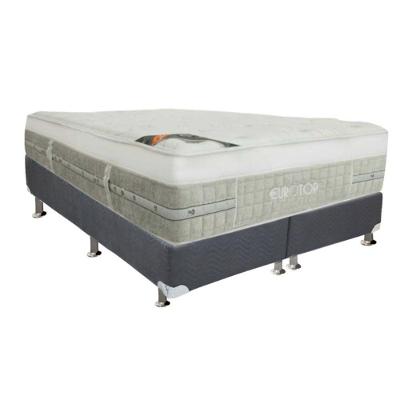 Kit Cama Box Colchão Queen Summer Winter Euro Pillow Molas Cinza