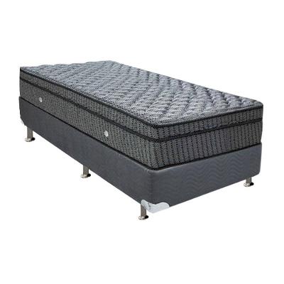 Kit Cama Box Solteiro Orthotel Luxo Molas Ensacadas Suede Cinza Ortobom