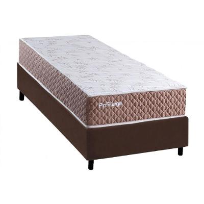 Kit Cama Box Solteiro Privilege Molas Ensacadas Suede Marrom Paropas