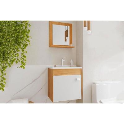 Conjunto de Banheiro Iris com Cuba e Espelho MDF 44CM Branco MGM