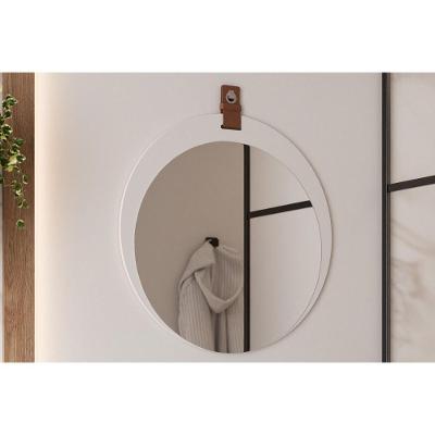 Espelheira Banheiro Lua Oval MDF com Espelho Oval 76cm Branco MGM