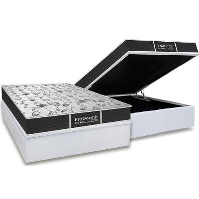 Kit Cama Box Baú Casal Molas Bonnel Pillow Top Courino Branco Probel