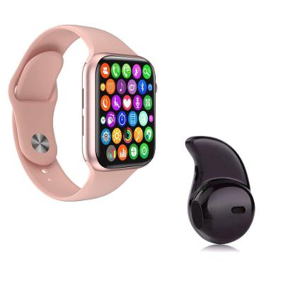 Kit 1 Smartwatch Iwo 8 Lite Plus rosa + 1 Mini Fone preto