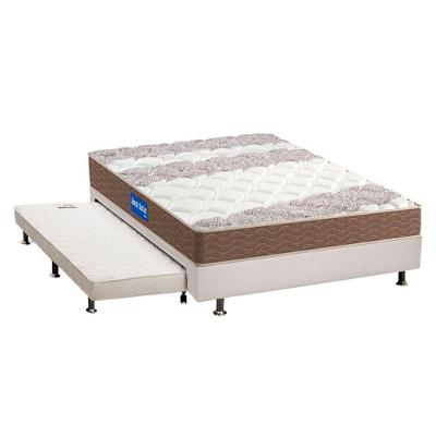 Kit Cama Box Casal Colchão D33 Guarda Costa Espuma Courino Branco Probel