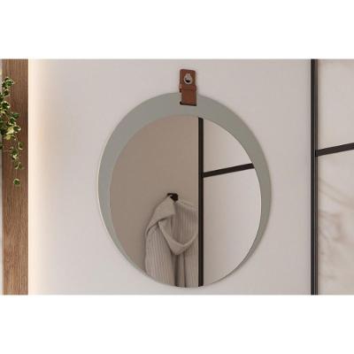 Espelheira de Banheiro Lua Oval MDF com Espelho 76cm Platina MGM