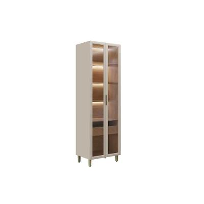 Cristaleira Allure 2 Portas 1 Gaveta MDF 70CM Jequitiba Gris Linea Brasil