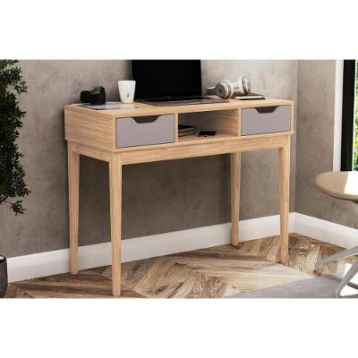 Escrivaninha MB 1099 Moderno 2 Gavetas MDP 100CM Mel e Cinza Movelbento