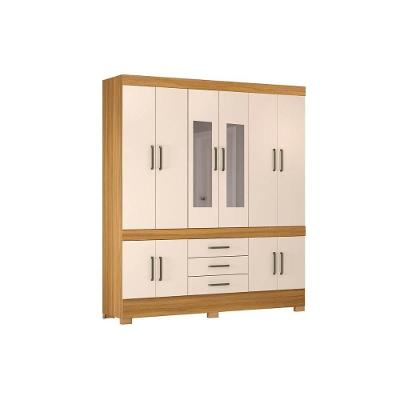 Guarda Roupa Casal Murano 10 Portas 3 Gavetas MDP Cinamon-Off White Demóbile