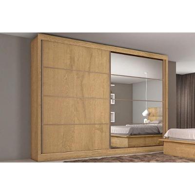 Guarda Roupa Casal Sevilha 2 Portas de Correr 6 Gavetas MDF Amêndoa Europa