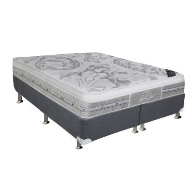 Kit Cama Box Colchão Queen Látex Plush Euro Pillow Molas Ensacadas Cinza