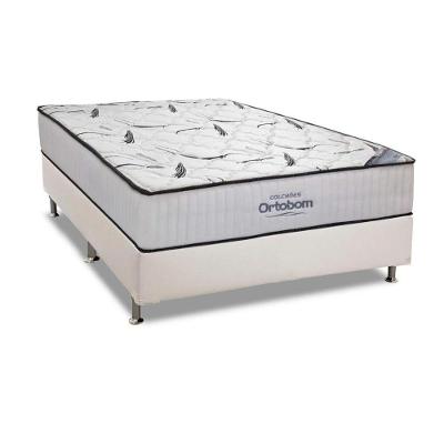 Kit Cama Box Casal Physical Corano White D45 Espuma Courino Branco Ortobom