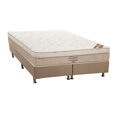 Kit Cama Box Colchão King Elegant Euro Pillow Suede Bege Ortobom
