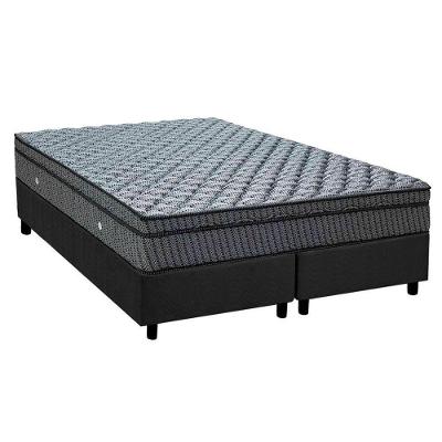 Kit Cama Box Queen Orthotel Luxo Euro Pillow Molas Ensacadas Suede Cinza Ortobom