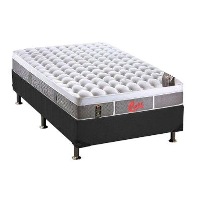 Kit Cama Box Solteiro Light Plush Molas Ensacadas Suede Cinza Ortobom