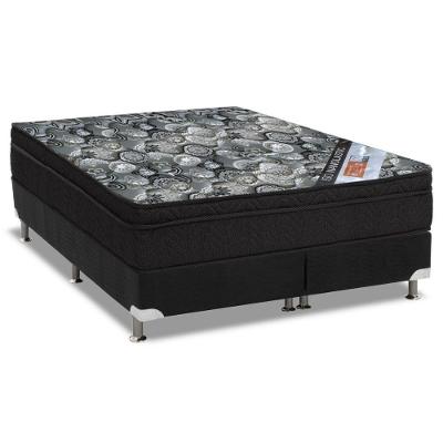 Kit Cama Box Queen Physical Suede Black Molas Euro Pillow Preto Ortobom